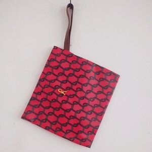 Roberta di Camerino Vintage Red Green Monogram Makeup Bag Pouch